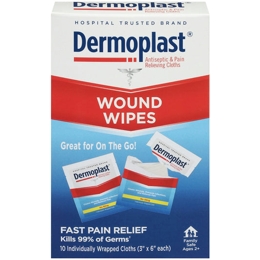 Dermoplast Wound Wipes 10Ea First Aid Pasteur Pharmacy