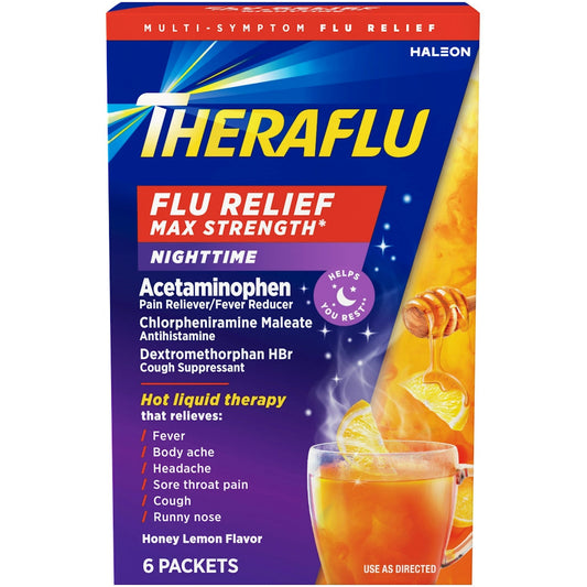 Theraflu Nighttime Max Strength Honey Lemon Flavor Relief Health & Beauty Pasteur Pharmacy