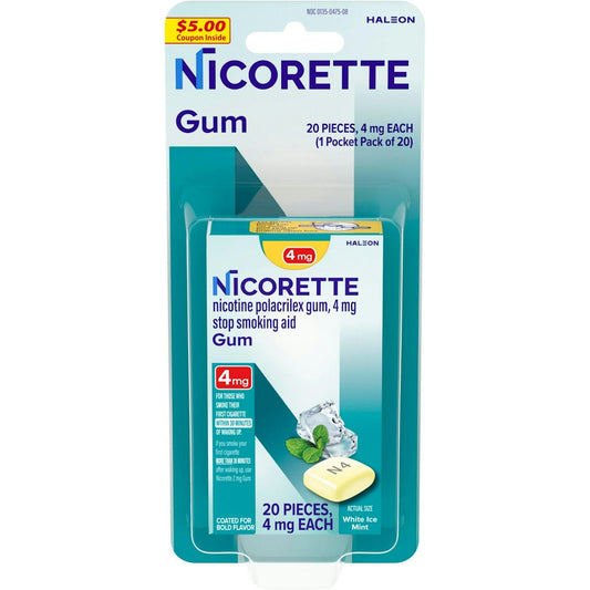 Nicorette Stop Smoking Aid, 4 Mg, White Ice Mint, Gum, Pocket Pack Health & Beauty Pasteur Pharmacy