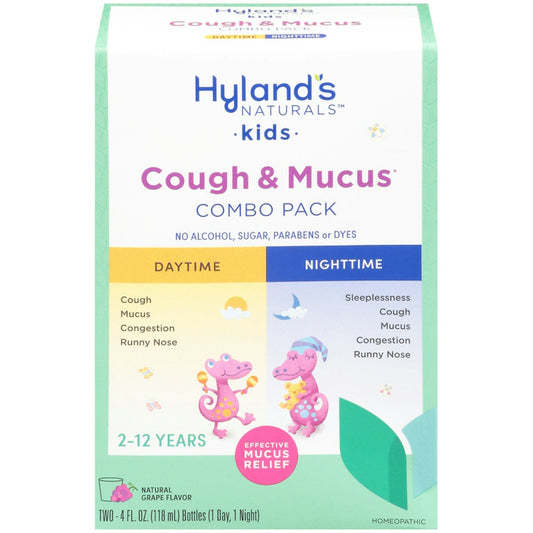 Hyland's Naturals Kids 4 Kids Cold & Mucus Day & Night Value Pack, Grape Flavor, 8 fl oz Medicine & Drugs Pasteur Pharmacy
