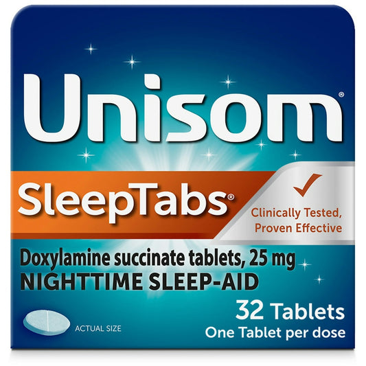 Unisom SleepTabs Nighttime Sleep Aid, 25mg Doxylamine Succinate – 32 Count Sleeping Aids Pasteur Pharmacy
