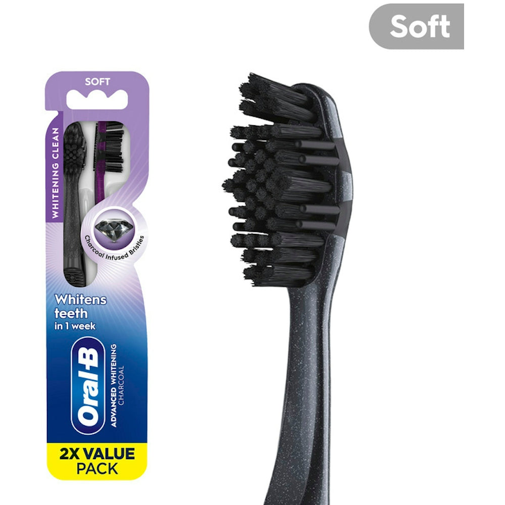 Brosses à dents Oral-B, souples, charbon, lot économique de 2