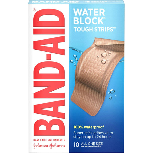 Band-Aid Brand Water Block Bandages, Adhesive, Tough Strips, All One Size First Aid Pasteur Pharmacy