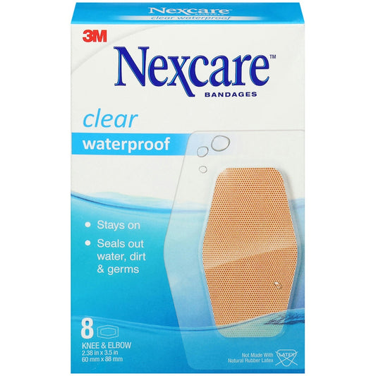 Nexcare Waterproof Bandages, Knee & Elbow Size, 360-Degree Seal, 8 Count Medical Tape & Bandages Pasteur Pharmacy