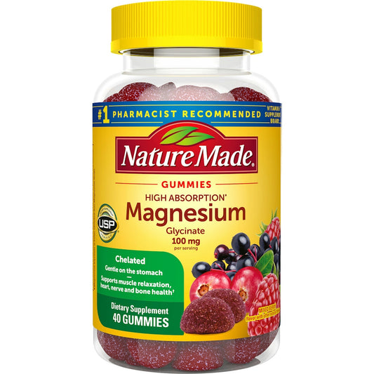 Nature Made Mixed Berry High Absorption Magnesium Glycinate Dietary Supplement, 100 Mg Vitamins & Supplements Pasteur Pharmacy