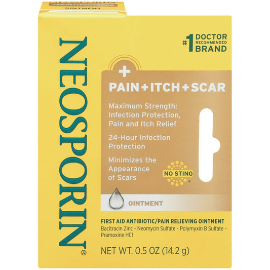 Neosporin No Sting Maximum Strength Pain + Itch + Scar Ointment 0.5 Oz First Aid Pasteur Pharmacy