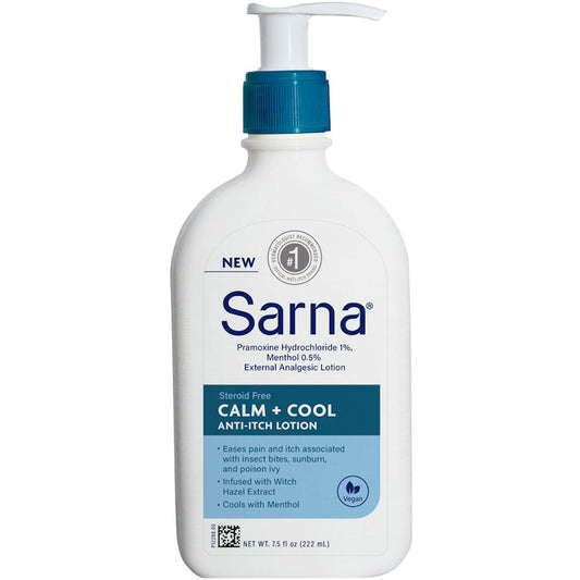 Sarna Lotion, Anti Itch, Calm + Cool, Steroid Free 7.5 Fl Oz Lotion & Moisturizer Pasteur Pharmacy
