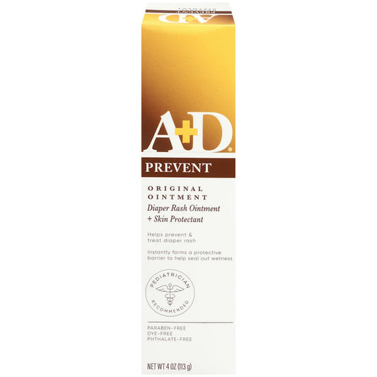 A+D Prevent Diaper Rash + Skin Protectant Original Ointment, 4 Oz Diaper Rash Treatments Pasteur Pharmacy