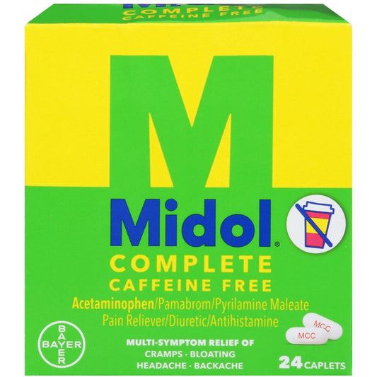 Midol Complete Caffeine-Free Caplets, Menstrual Symptom Relief, 24 Count Medicine & Drugs Pasteur Pharmacy