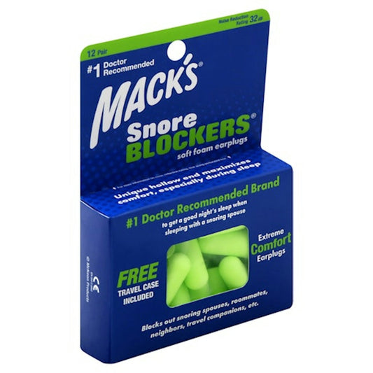 Mack's Snore Blockers Soft Foam Earplugs - 12 Pair Bonus Pack Earplugs Pasteur Pharmacy
