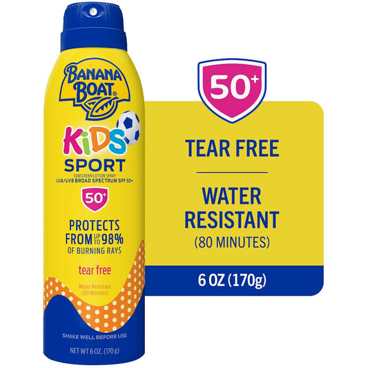 Banana Boat Kids Sport Tear-Free, Sting-Free Broad Spectrum Sunscreen Lotion Spray, SPF 50+ - 6 Ounce Sunscreen Pasteur Pharmacy