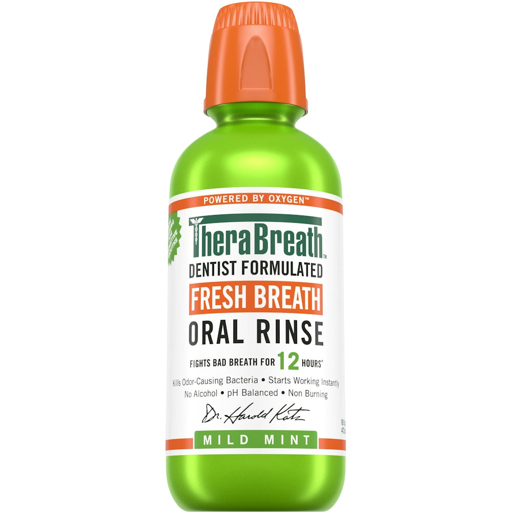 TheraBreath Oral Rinse, Fresh Mild Mint - 16 Fl Oz Mouthwash Pasteur Pharmacy