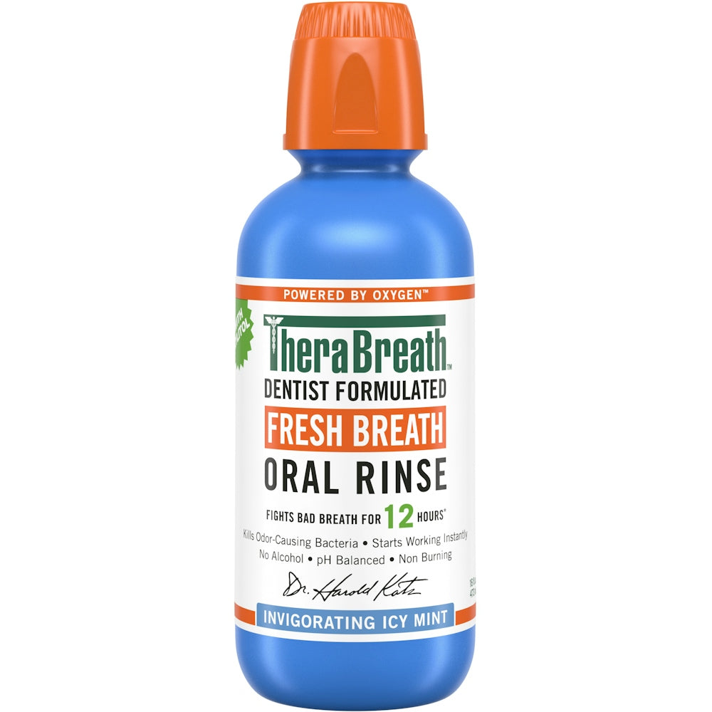 TheraBreath Oral Rinse, Fresh Invigorating Icy Mint 16 Fl Oz Mouthwash Pasteur Pharmacy