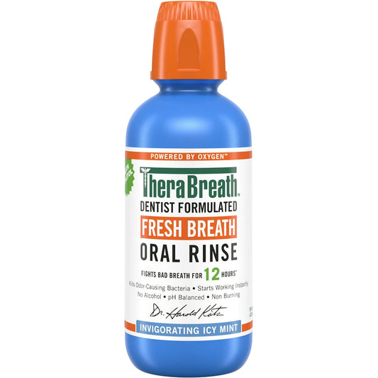 TheraBreath Oral Rinse, Fresh Invigorating Icy Mint 16 Fl Oz Mouthwash Pasteur Pharmacy