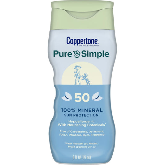 Coppertone Pure & Simple Mineral Sunscreen Lotion With Zinc Oxide - SPF 50 - 6 Fl Oz Sunscreen Pasteur Pharmacy