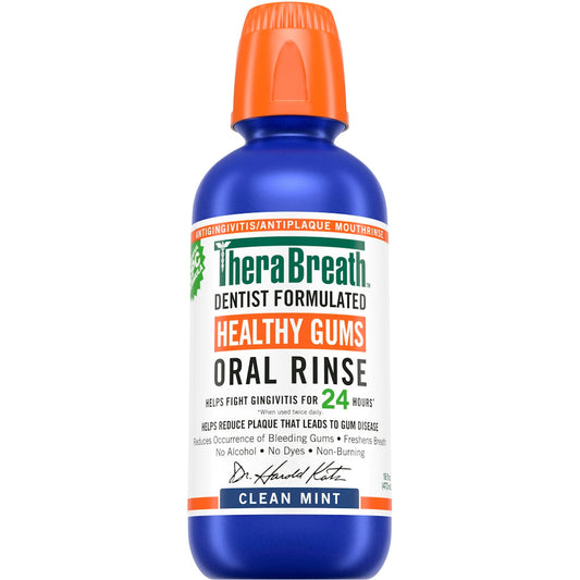 TheraBreath Oral Rinse, Healthy Gums, Clean Mint 16 Fl Oz Mouthwash Pasteur Pharmacy