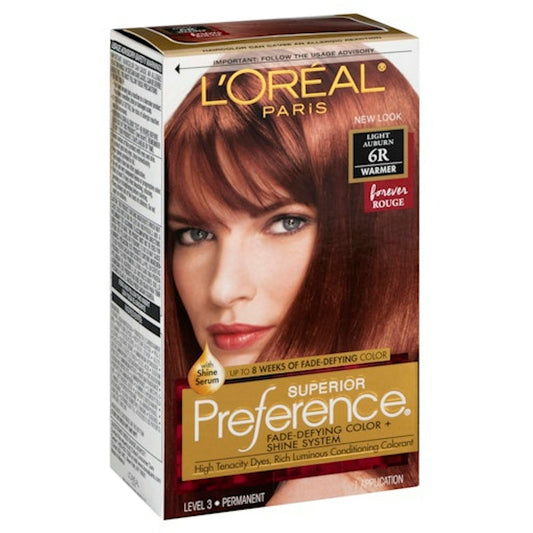 L'Oreal Superior Preference Permanent Hair Color, Warmer, Light Auburn 6R Hair Color Pasteur Pharmacy