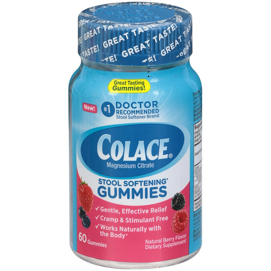 Colace Natural Berry Flavor Stool Softening 60 Gummies Vitamins & Supplements Pasteur Pharmacy