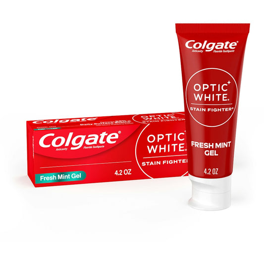 Colgate Optic White Toothpaste, Fluoride, Anticavity, Fresh Mint Gel, Stain Fighter Toothpaste Pasteur Pharmacy
