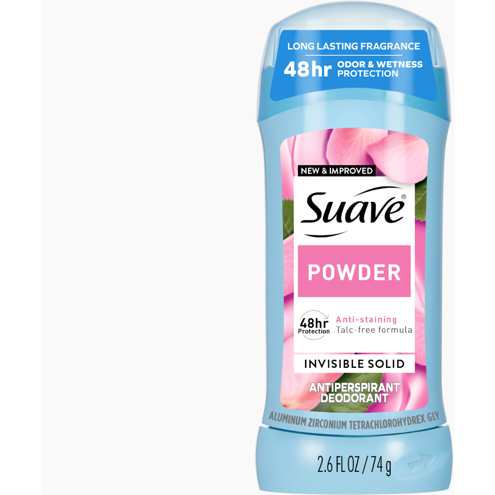Suave Antiperspirant Deodorant, Invisible Solid, Powder 2.6 Fl Oz Deodorant Pasteur Pharmacy