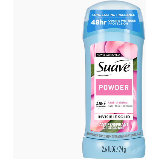 Suave Antiperspirant Deodorant, Invisible Solid, Powder 2.6 Fl Oz Deodorant Pasteur Pharmacy