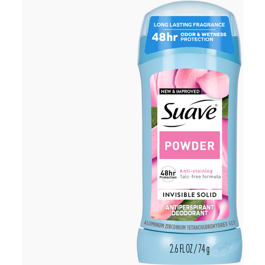 Suave Antiperspirant Deodorant, Invisible Solid, Powder 2.6 Fl Oz Deodorant Pasteur Pharmacy