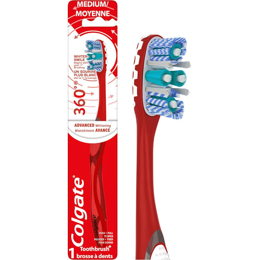 Colgate 360 Advanced Optic White Toothbrush, Medium Bristle Adult Toothbrushes Pasteur Pharmacy