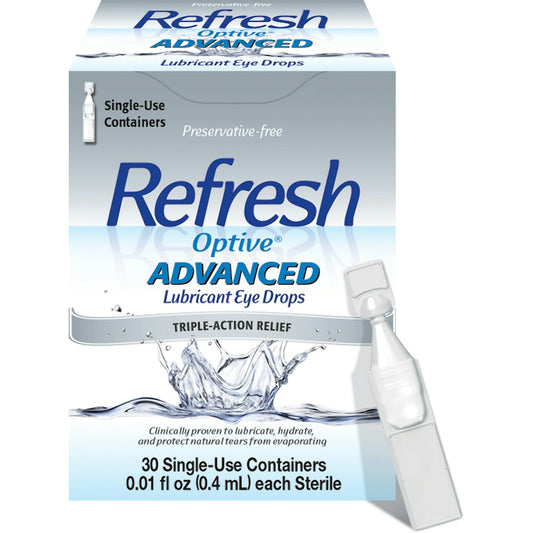 Refresh Optive Advanced Preservative-Free Lubricant Eye Drops - 30 Single-Use Containers Eye Drops & Lubricants Pasteur Pharmacy