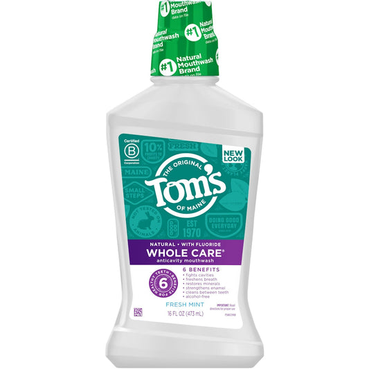 Tom's Of Maine Whole Care Fresh Mint Fluoride Mouthwash 16 Oz Mouthwash Pasteur Pharmacy