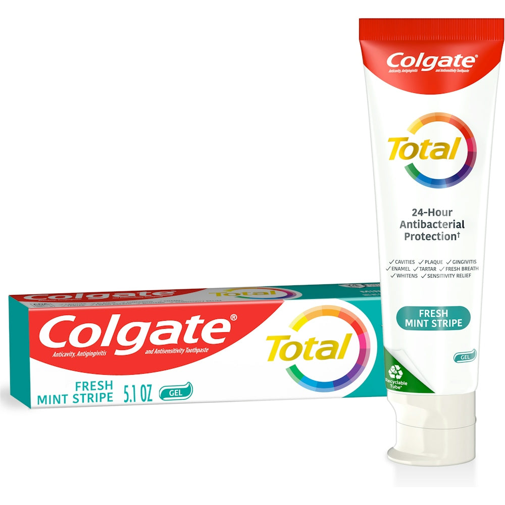 Colgate Total Fresh Mint Stripe Gel Toothpaste, 5.1 Oz Toothpaste Pasteur Pharmacy