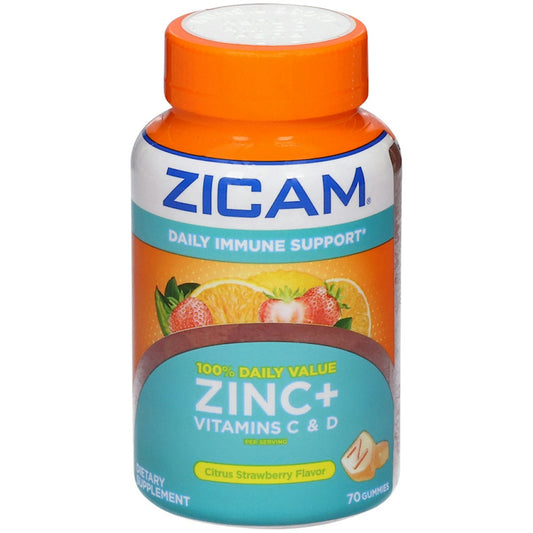 Zicam Zinc + Vitamin C & D, Gummies, Citrus Strawberry Flavor Vitamins & Supplements Pasteur Pharmacy