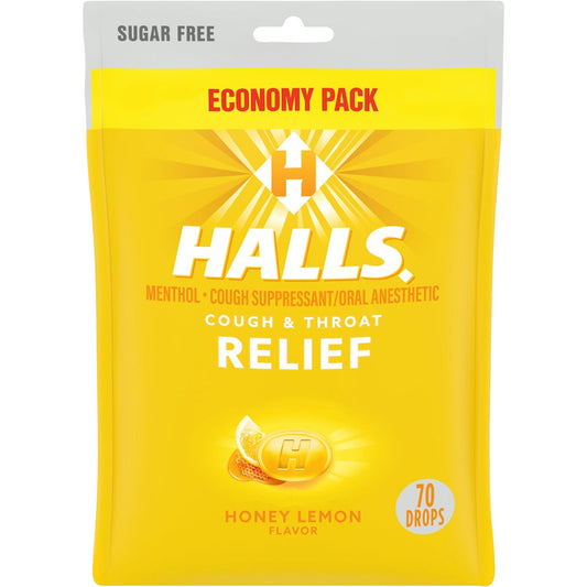 Halls Cough & Throat Relief, Sugar Free, Honey Lemon Flavor, Economy Pack Health & Beauty Pasteur Pharmacy