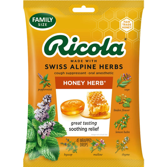 Ricola Cough Suppressant, Honey Herb, Family Size, Drops Health & Beauty Pasteur Pharmacy