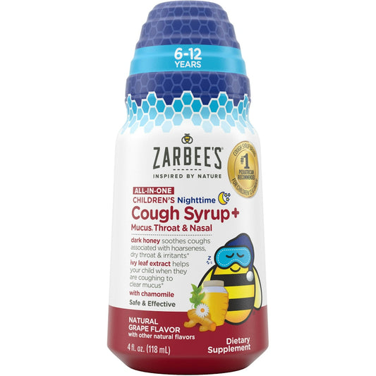 Zarbee's Kids Nighttime Cough Syrup, Honey Turmeric 4 Fl Oz Medicine & Drugs Pasteur Pharmacy