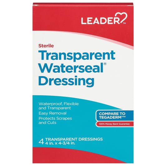 Leader™ Transparent Waterseal Dressing - 4" x 4.75" - 8 Count (Waterproof Wound Care) Medical Tape & Bandages Pasteur Pharmacy