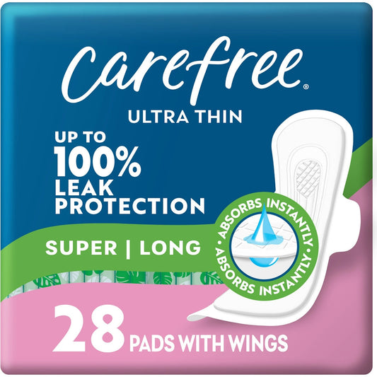 Carefree Ultra Thin Pads, Super/Long Pads With Wings, 28ct Feminine Pads & Protectors Pasteur Pharmacy