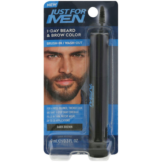Just For Men Dark Brown 1-Day Beard & Brow Color, 0.3 Fl Oz Hair Color Pasteur Pharmacy