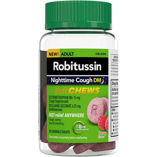 Robitussin Soft Chews, Nighttime Cough DM, Adult Formula, Berry Flavor Health & Beauty Pasteur Pharmacy