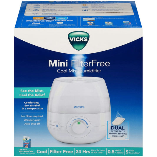 Vicks Humidifier, Cool Mist, FilterFree, Mini, Small Room Size Humidifiers Pasteur Pharmacy