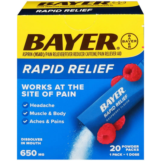 Bayer Rapid Relief (Raspberry Flavor - 650 mg Powder Packs) Health & Beauty Pasteur Pharmacy
