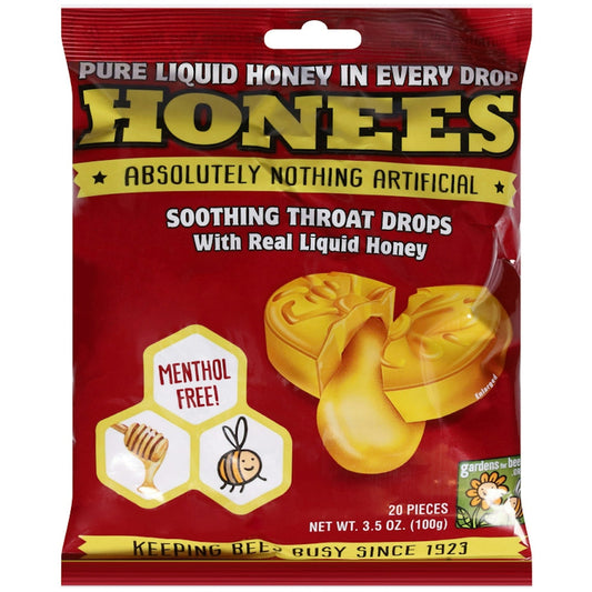 Honees Throat Drops, With Real Liquid Honey, Soothing Throat Drops Pasteur Pharmacy
