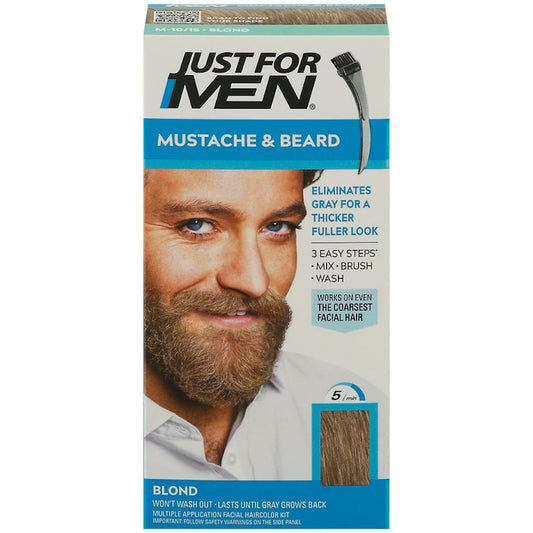 Just For Men Mustache & Beard Brush-In Color Gel, Blond M-10/15 Hair Color Pasteur Pharmacy