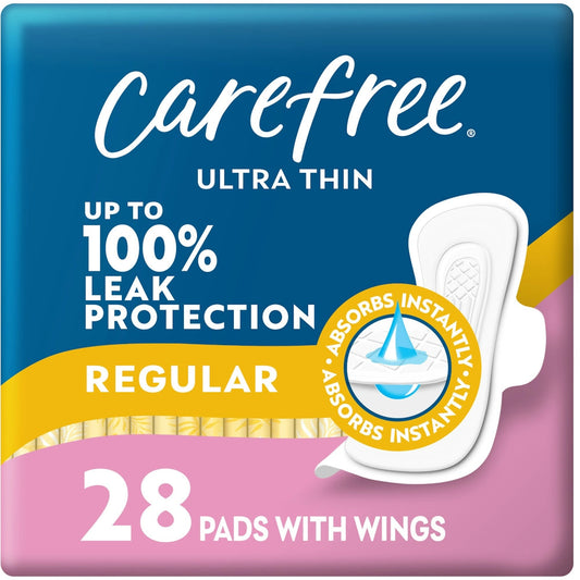 Carefree Ultra Thin Regular Pads With Wings - 28ct Feminine Pads & Protectors Pasteur Pharmacy