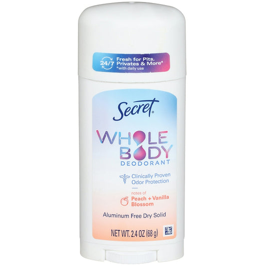 Secret Whole Body Deodorant Stick, Peach & Vanilla Blossom, 2.4 oz - Aluminum-Free Deodorant Pasteur Pharmacy