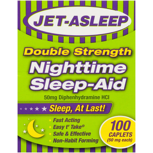 Jet-Asleep Double Strength 50 Mg Nighttime Sleep-Aid 100 Caplets Personal Care Pasteur Pharmacy