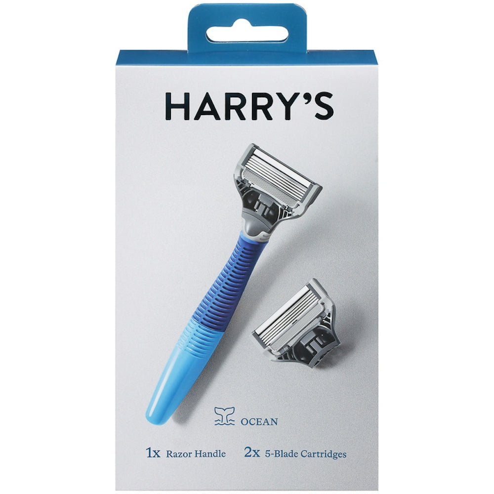 Harry's Ocean Blue Handle Razor for Men with 2 Blade Cartridges Razor Blades Pasteur Pharmacy