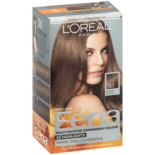 Feria L'Oréal Paris Mult-Faceted Permanent Hair Color - 50 Medium Brown Hair Color Pasteur Pharmacy