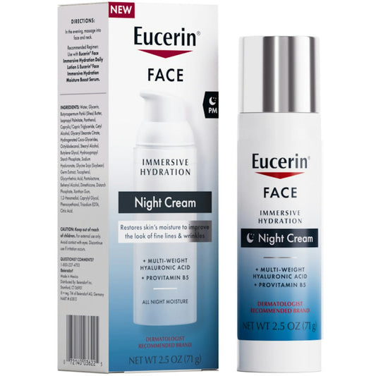 Eucerin Immersive Hydration Face Night Cream - 2.5oz Skin Care Pasteur Pharmacy