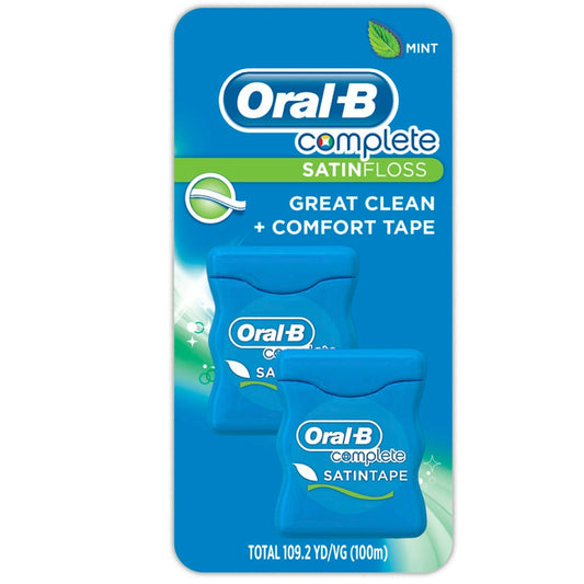 Oral B Complete Satin Dental Floss Mint, 50m, Twin Pack Oral Care Pasteur Pharmacy