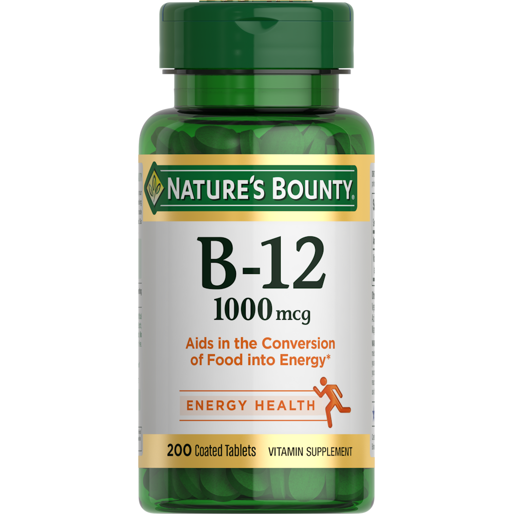 Nature's Bounty Vitamin B-12 1000 Mcg, Supports Energy Metabolism 200 Coated Tablets Vitamins & Supplements Pasteur Pharmacy